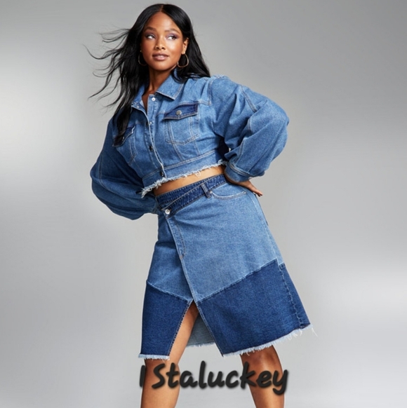 Assymetric Denim Skirt sz 6 - Picture 2 of 8